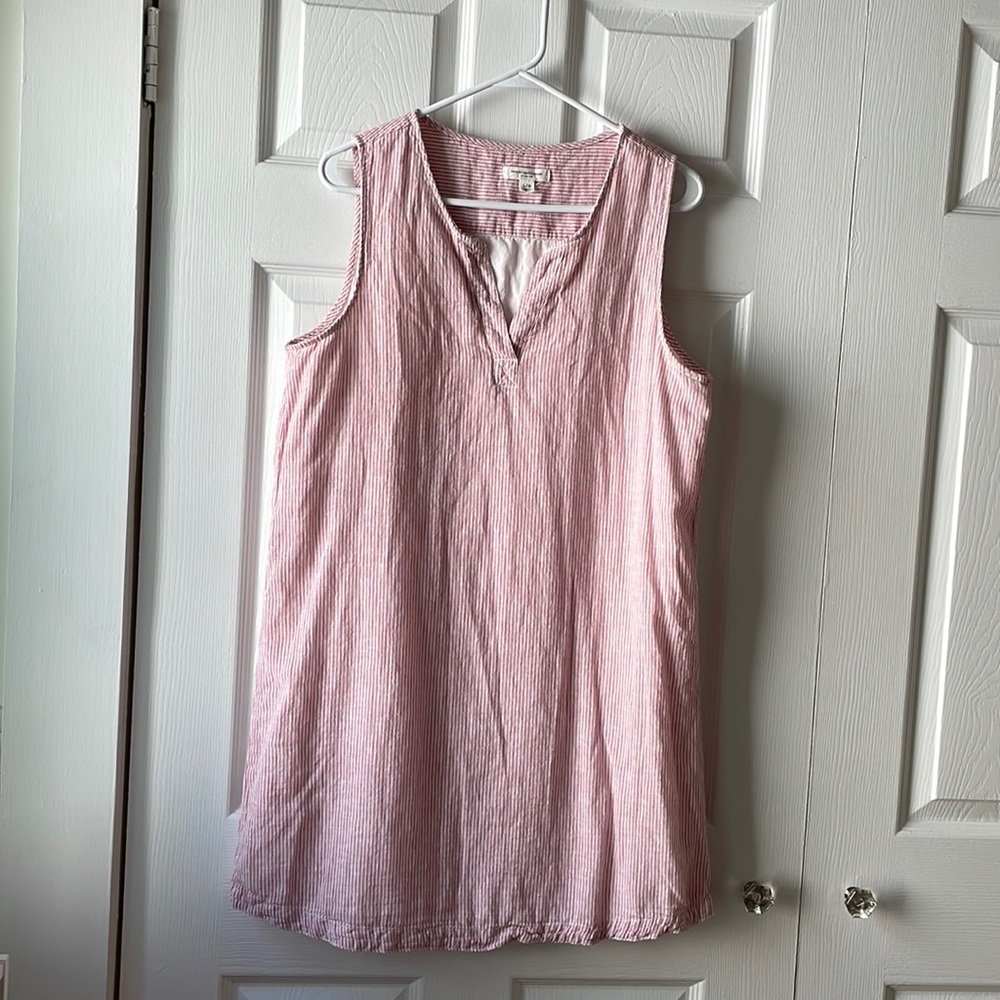 Beachlunchlounge Linen Blend Dress Red & White Striped